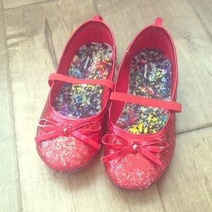 Red glitter ballet flats